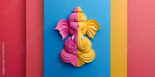 Colourful hindu god ganesha banner backdrop