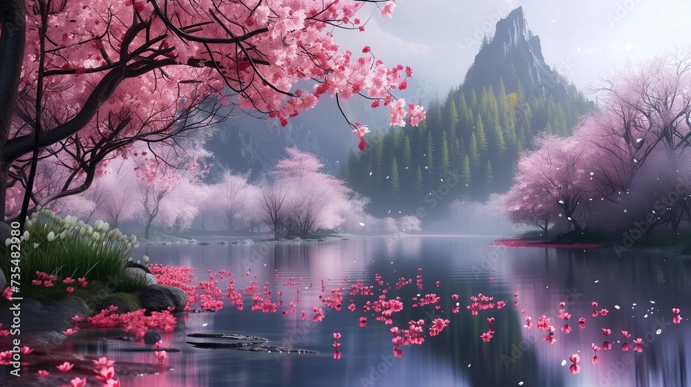 Beautiful cherry landscape