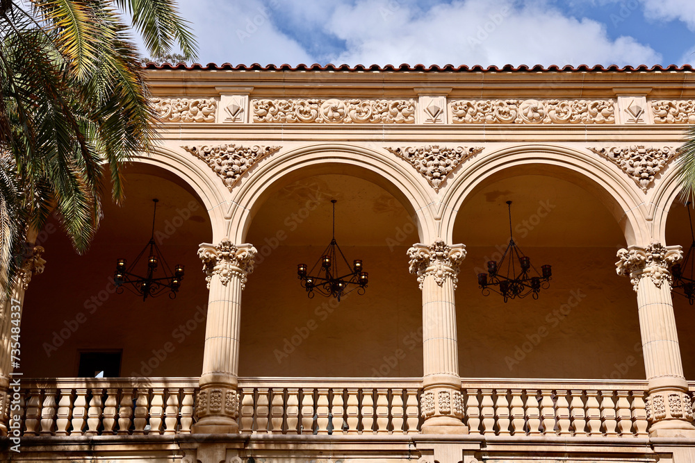 Obraz premium decorative arch balcony with limestone columns