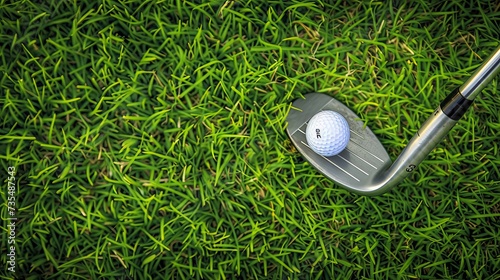 A golf club and ball nestled in the grass