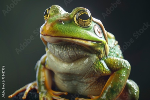 Frog portrait on black background, highly detailed - generative ai © Nia™