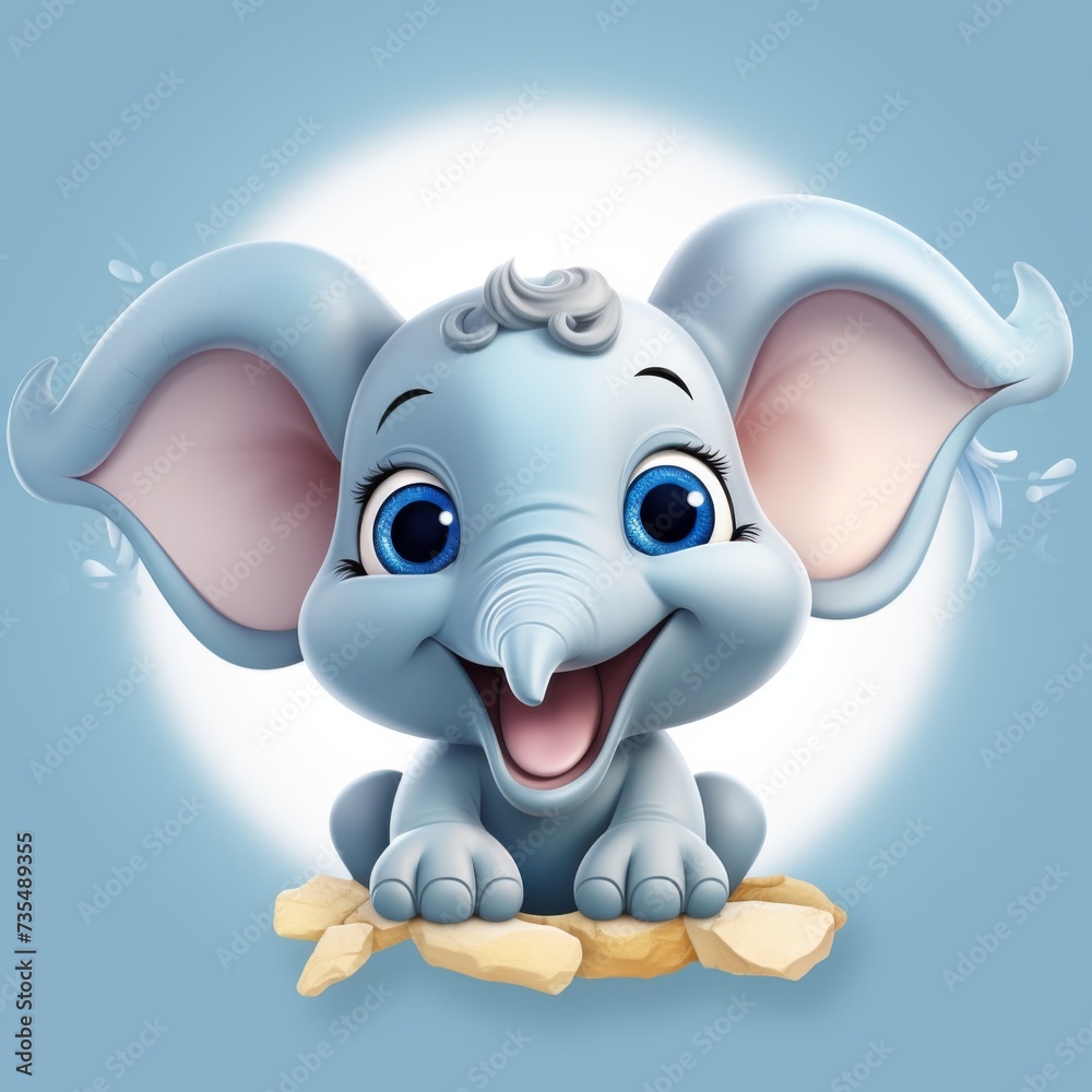 Fototapeta premium funny illustration of an elephant. funny character rendering. 