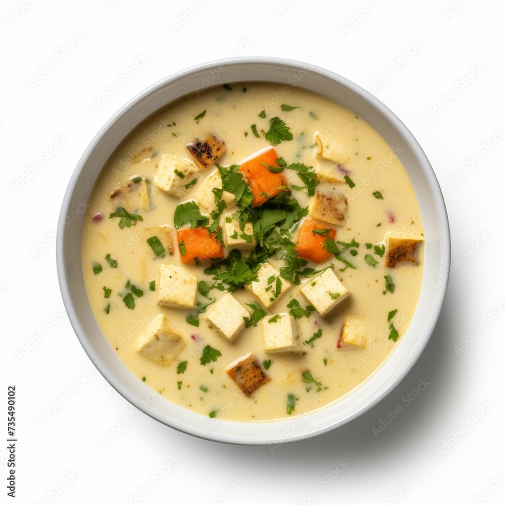 Paneer soup closeup