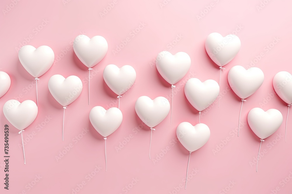 Love in the Air: Bunch of Pink Heart-Shaped Balloons for Valentine's Day
