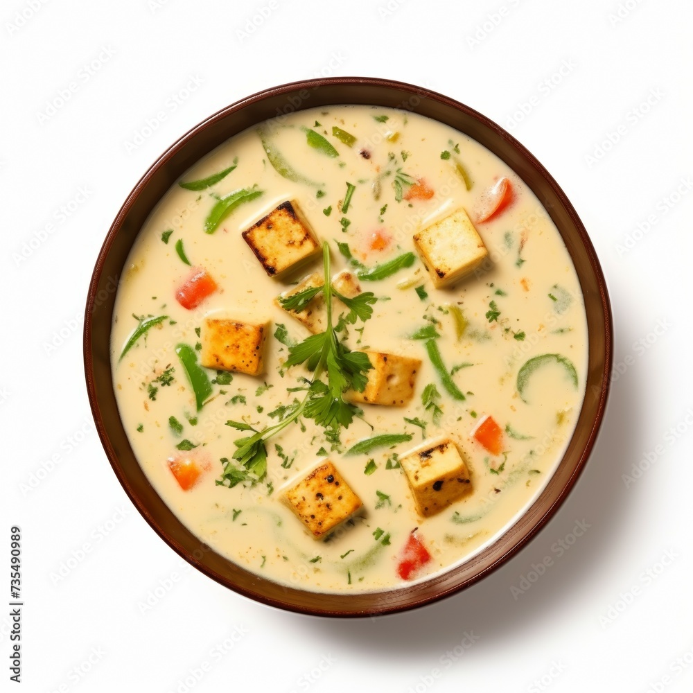 Paneer soup closeup Paneer soup closeup