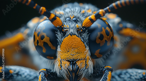 Macro Shot of Blue and Orange Patterned Insect photo