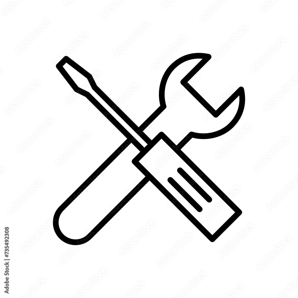 Repair tools icon vector. tool icon vector. setting icon vector. Wrench and screwdriver. support, Service Repair tools icon vector. tool icon vector. setting icon vector. Wrench and screwdriver. support, Service