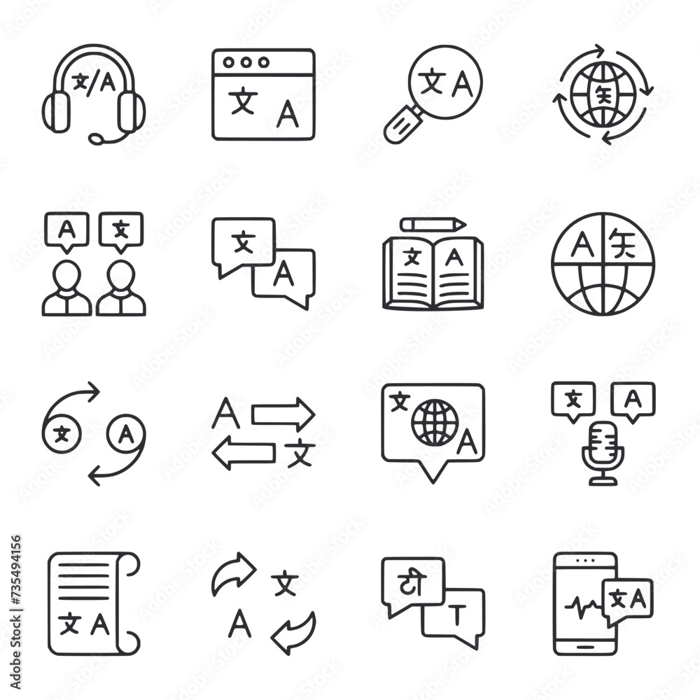 Translation Services icon set
