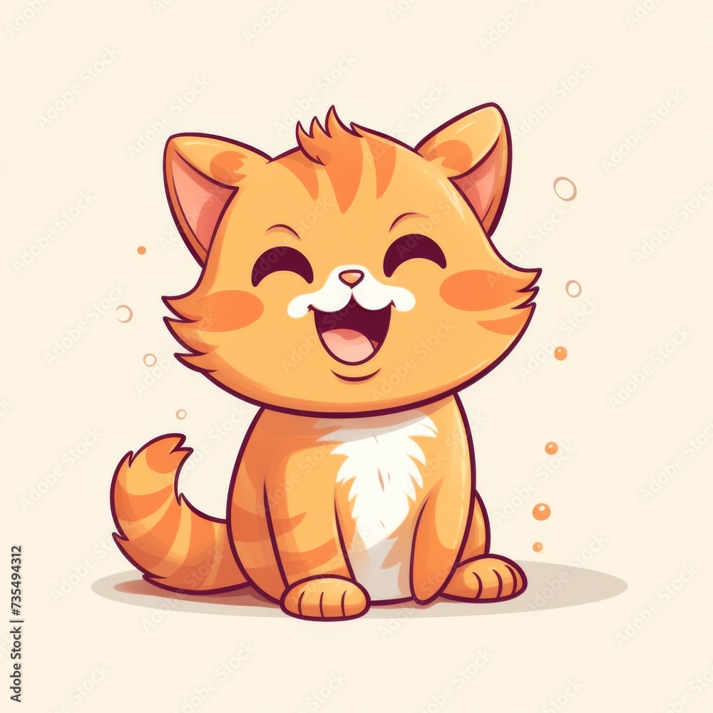 Obraz premium young cat. simple animal illustration. 