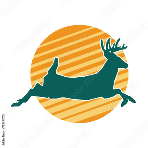 Silhouette of a deer wild forest animal with antlers.