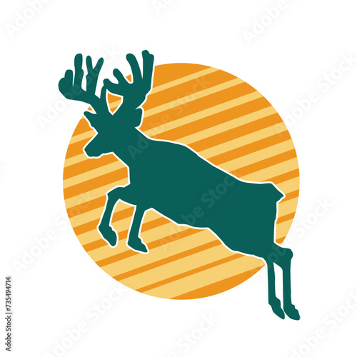 Silhouette of a deer wild forest animal with antlers.