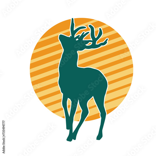 Silhouette of a deer wild forest animal with antlers.