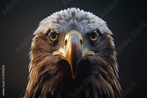 eagle portrait on black background, highly detailed - generative ai photo