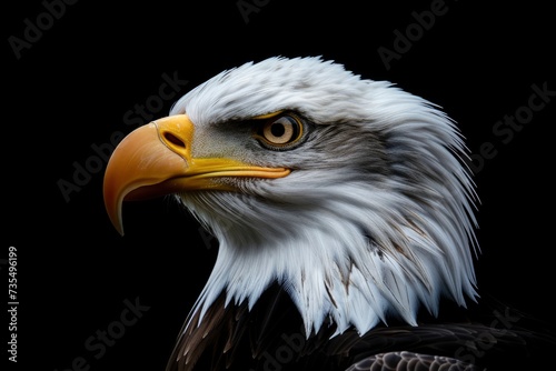 eagle portrait on black background, highly detailed - generative ai