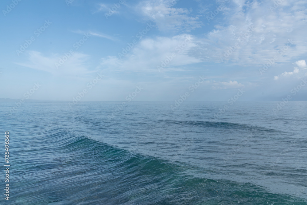 Beautiful waves in the ocean sea blue view