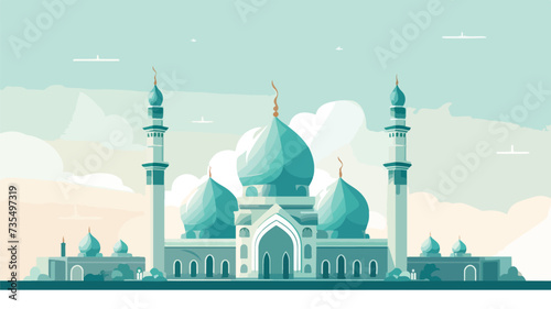 Vector of mosque flat design 2D vector.