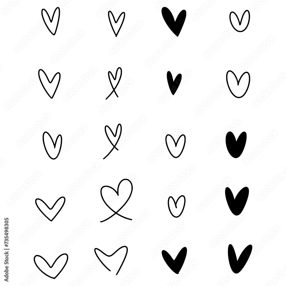 Heart doodles. Hand drawn hearts. Design elements for Valentine's day. Vector EPS 10. Heart doodles. Hand drawn hearts. Design elements for Valentine's day. Vector EPS 10.