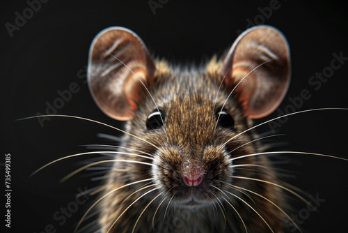 mouse portrait on black background, highly detailed - generative ai