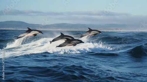 Dynamic Dolphin Acrobatics in Ocean Spray AI Generated. © AnimalAI