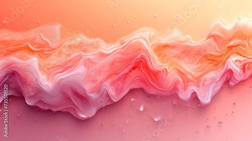 Abstract Acrylic Waves in Soft Pink abstract background, Close-up of a Colorful Painting in Pink and Peach Colors