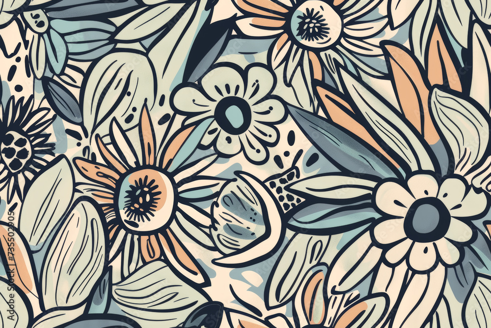 Abstract seamless tile wallpaper pattern, hand-drawn style Abstract seamless tile wallpaper pattern, hand-drawn style