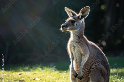 A majestic red kangaroo gazes confidently from the grassy field, embodying the wild spirit of this iconic australian marsupial