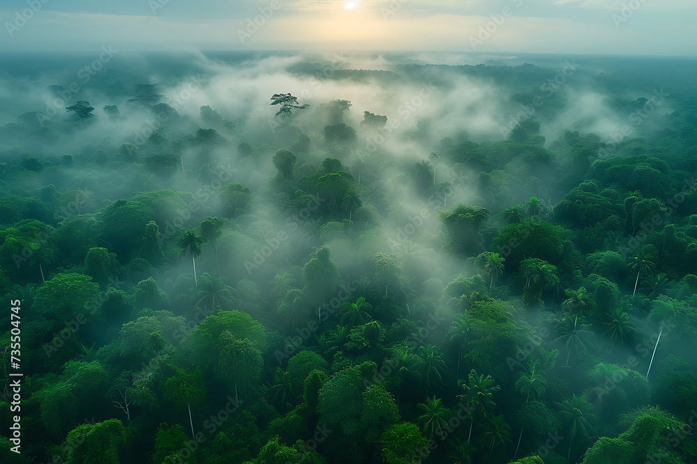 Fototapeta premium Misty forest, Misty forest background