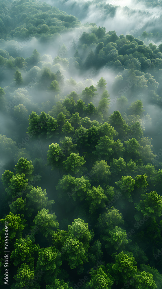 Obraz premium Foggy forest, Foggy forest background, for social networks 