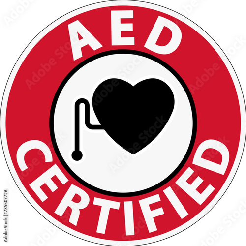Emergency AED Certified Sign, Heart with AED