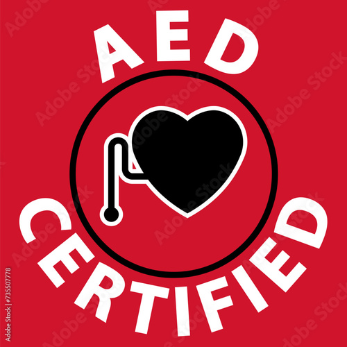Emergency AED Certified Sign, Heart with AED