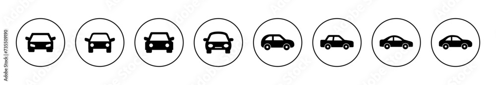 Car icon set vector. car sign and symbol. small sedan