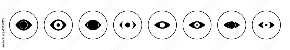 Eye icon set vector. Eye sign and symbol. Look and Vision icon. Eye icon set vector. Eye sign and symbol. Look and Vision icon.