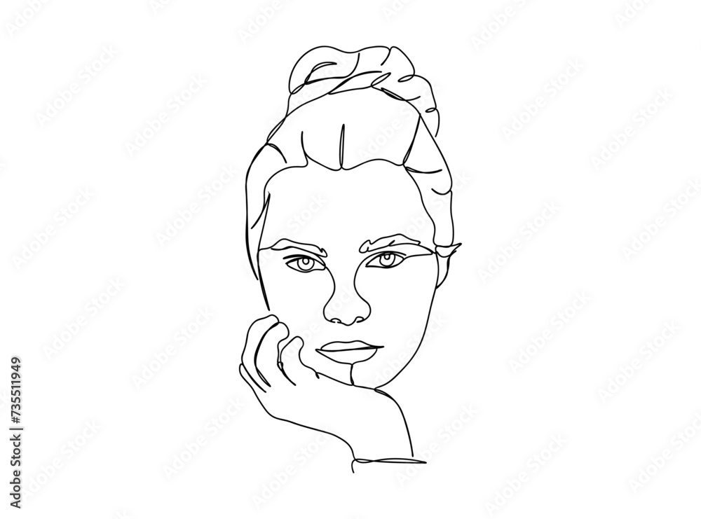 Woman, Girl Face Single Line Drawing Ai, EPS, SVG, PNG, JPG zip file Woman, Girl Face Single Line Drawing Ai, EPS, SVG, PNG, JPG zip file