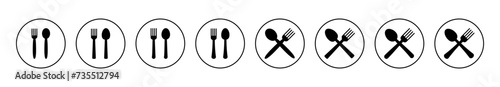 spoon and fork icon set vector. spoon, fork and knife icon vector. restaurant sign and symbol