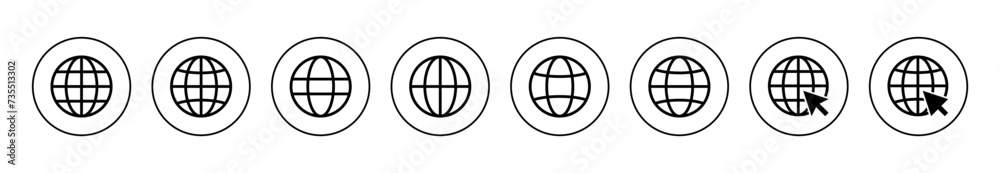 Web icon set vector. go to web sign and symbol. web click icon. Global search icon Web icon set vector. go to web sign and symbol. web click icon. Global search icon