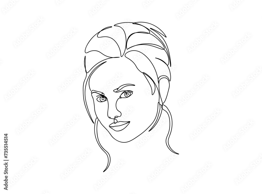 Woman, Girl Face Single Line Drawing Ai, EPS, SVG, PNG, JPG zip file