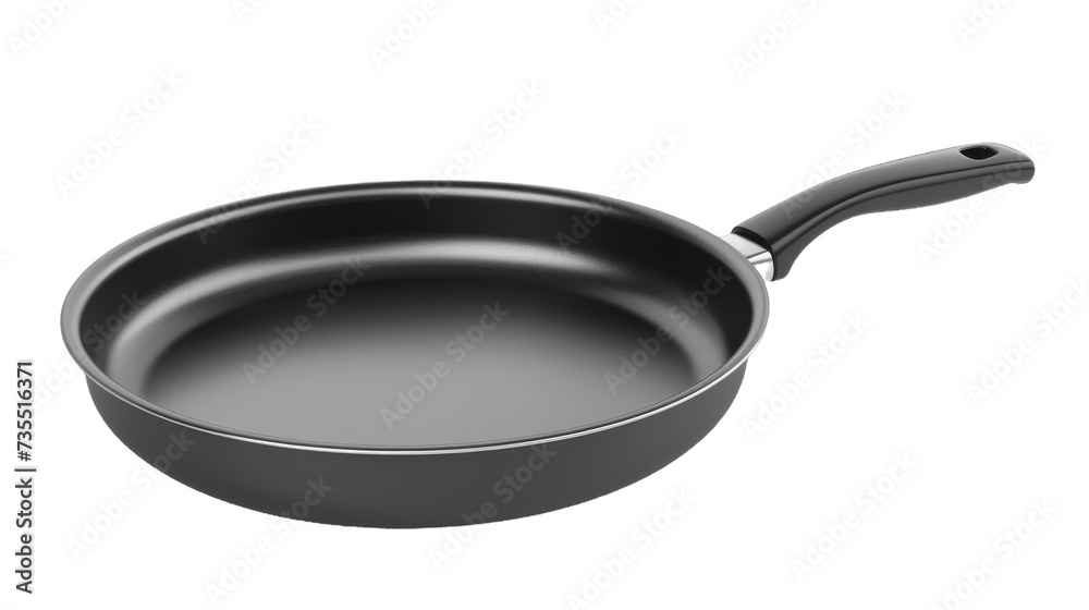 Simple White Background Showcasing Ready-to-Use Frying Pan With Handle Simple White Background Showcasing Ready-to-Use Frying Pan With Handle