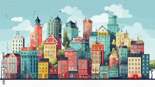 City Building Houses Illustration Vector -