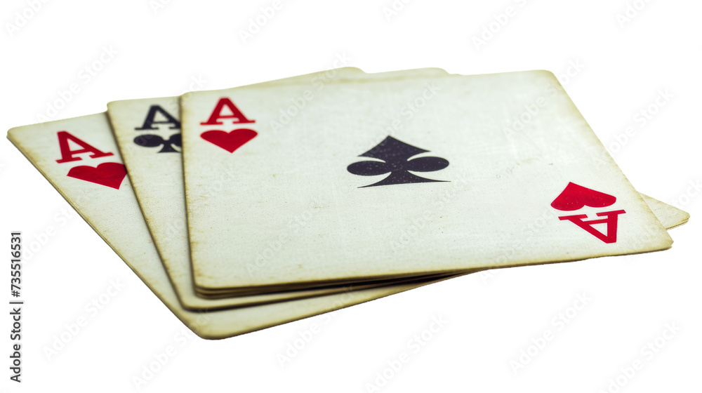 Set of Four Playing Cards Stacked on Top of Each Other