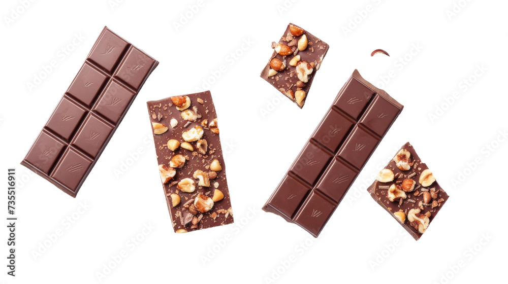 Three Pieces of Chocolate With Nuts on Top