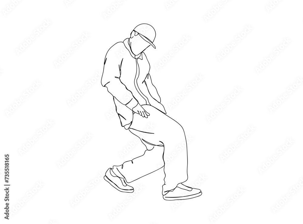 Hip Hop Dancer Single Line Drawing Ai, EPS, SVG, PNG, JPG zip file
