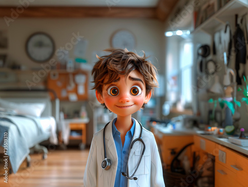 Illustration of a doctor in a hospital. Generative AI