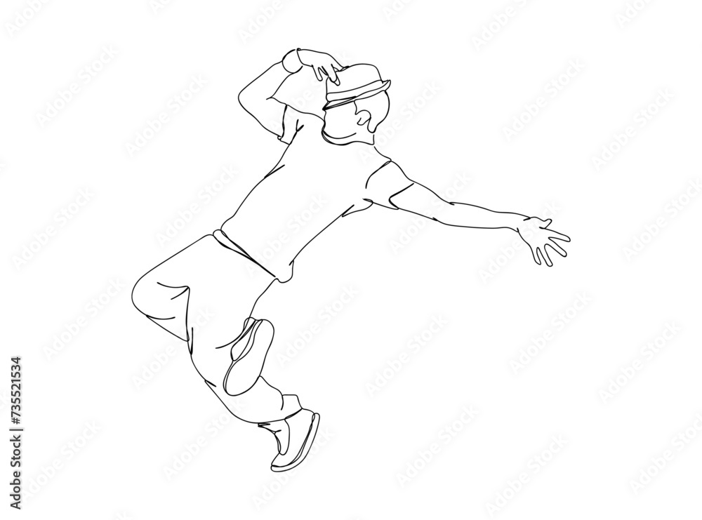 Hip Hop Dancer Single Line Drawing Ai, EPS, SVG, PNG, JPG zip file