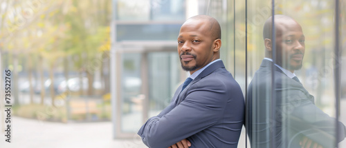 Professional Businessman in Blue Suit Leaning on Glass Building with Reflective Urban Background Free Download Professional Businessman in Blue Suit Leaning on Glass Building with Reflective Urban Background - GFXLoad