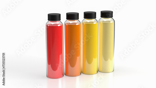 The juice in bottles glass png for drink concept 3d rendering..