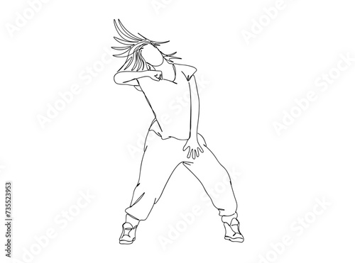 Fototapeta Naklejka Na Ścianę i Meble -  Hip Hop Dancer Single Line Drawing Ai, EPS, SVG, PNG, JPG zip file