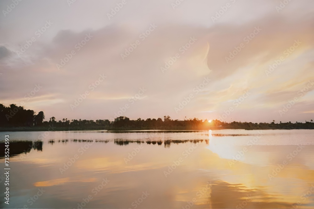 The lake sunset
