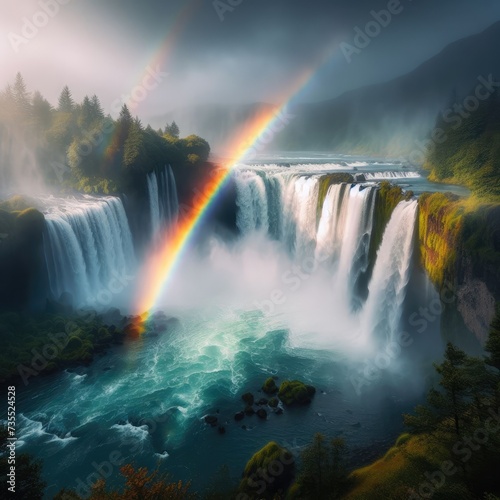 Rainbow Waterfall Nature Scene 3