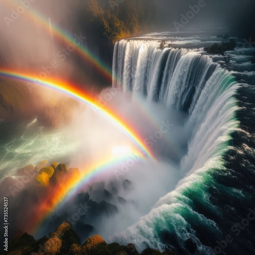 Rainbow Waterfall Nature Scene