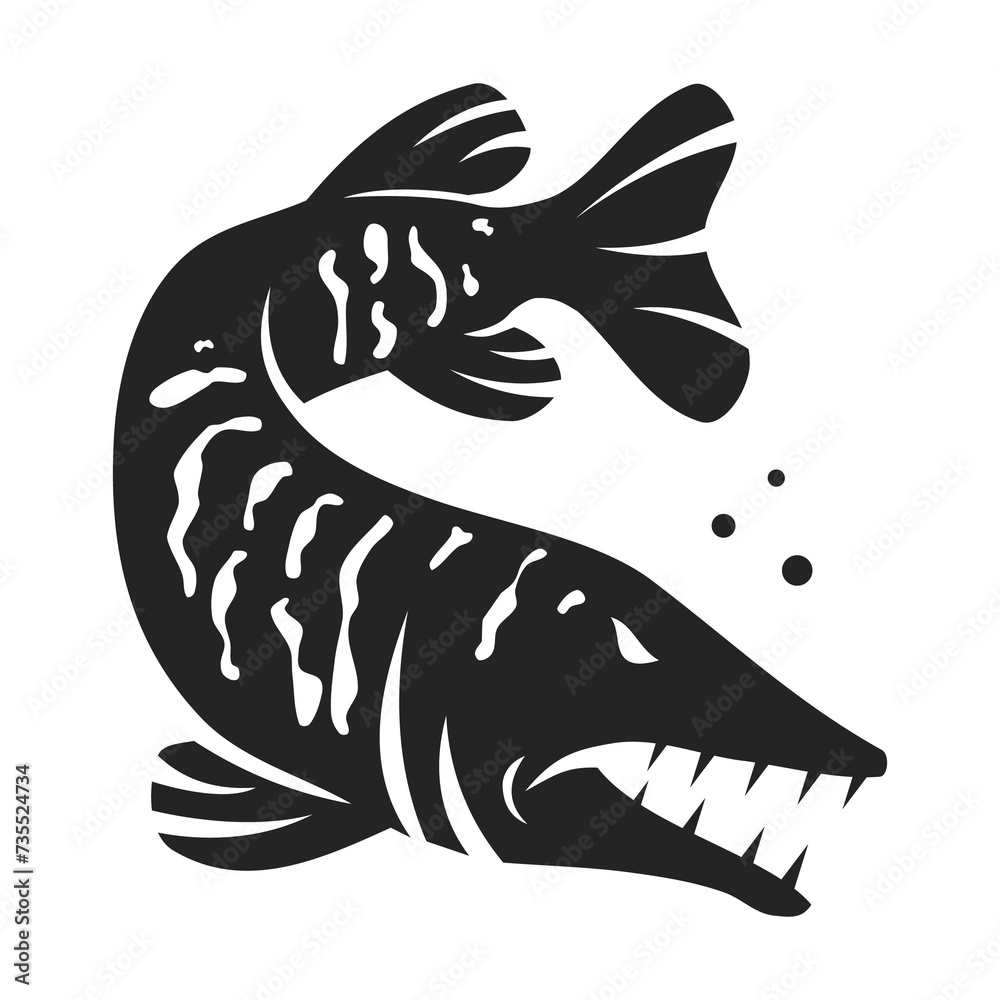 Muskellunge Fish Logo template Isolated. Brand Identity. Icon Abstract Vector graphic